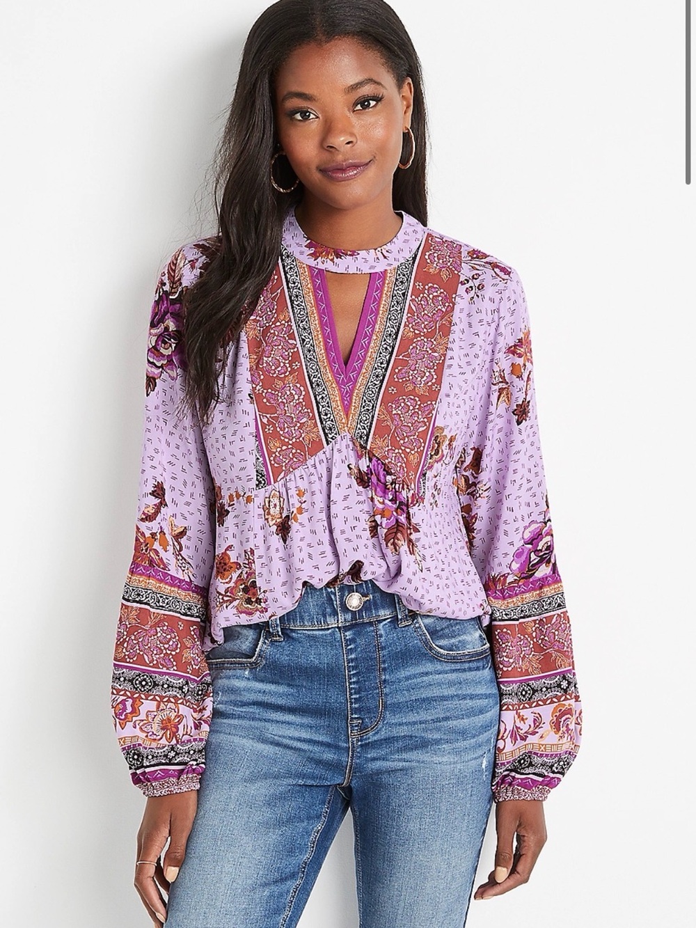 Maurice’s Purple Boho Cutout Blouse